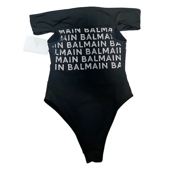 BALMAIN***Black w/Crystal Logo Design Off-Shoulder**Small $1080 - Picture 2 of 3